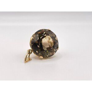 Vtg 1960's 14 Karat Rose Gold Smoky Quartz Topaz Pendant 12.2dwt Round Faceted